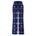 thumbnail image 4 of Fiaer Christmas Pajamas Pants for Women Festive Holiday Sleepwear Trousers Soft Comfortable Elastic Waist Lace up Xmas Slacks for Everyday Wear and Relaxation at Home Navy M, 4 of 5