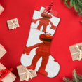 thumbnail image 4 of Elmo Tema: Calcetines de Navidad, fino lino blanco para colgar en escaleras y chimenea, decoración navideña para el hogar, regalo de Navidad. 54cm × 38cm, 4 of 5