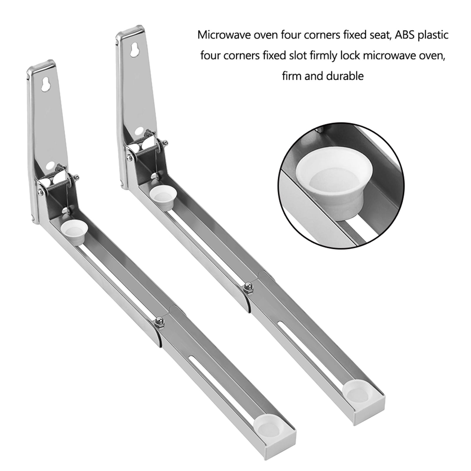 2x Kitchen Stainless Steel Microwave Oven Bracket Sturdy Foldable Stretch Wall Mount Rack Shelf