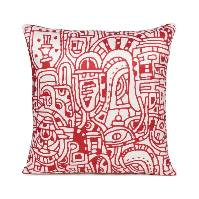 Oussum Home Decorative Cushion Covers Cotton Digital Print Zipper Throw Pillow Cases doodle pattern Single