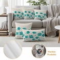 thumbnail image 6 of Turquoise Flowers Outdoor Waterproof Pillow Covers, Spring Retro Watercolor Botanical Floral Decorative Square Throw Pillowcase Sofa Cushion Sham for Patio/Couch/Chair, 20"x20" 2 Pack, 6 of 8