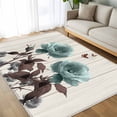 thumbnail image 4 of Teal Blue Floral Area Rugs 5x8 for Living Room, Vintage Rustic Botanical Beige Wooden Non Slip Washable Rug Runner, Low Pile Indoor Floor Carpet Mat Bathroom Rugs for Bedroom, Kids Room, 4 of 9