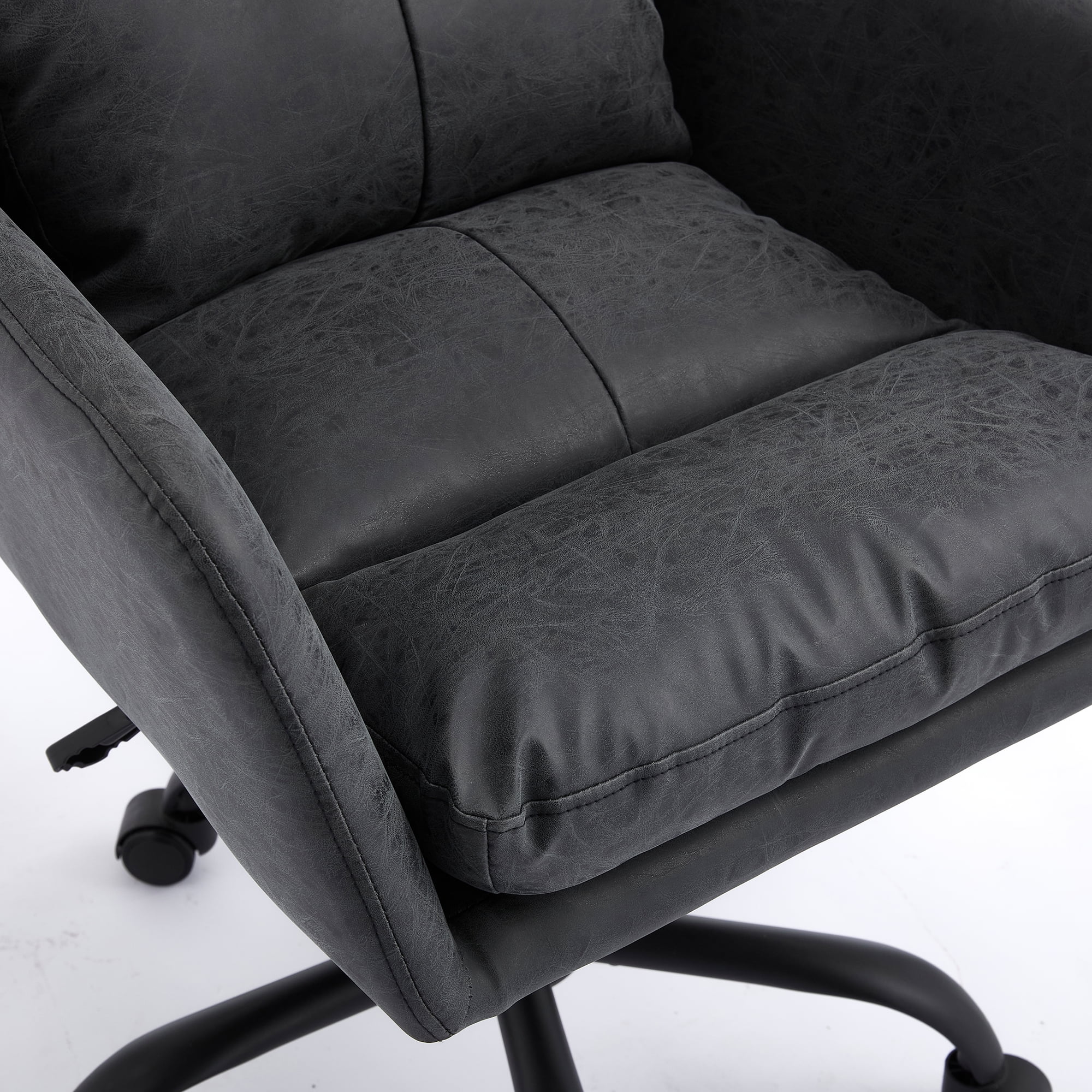 Ergonomic Executive Office Chair with High Back and Lumbar Support, Adjustable Height PU Leather Desk Chair, Swivel Rolling Computer Chair with Armrests for Home Office, Black