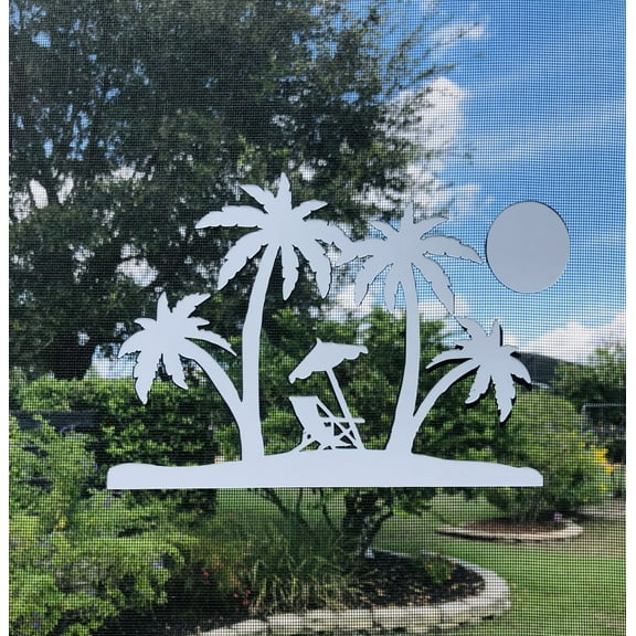 DCentral® Beach Scene Flexible Vinyl Safety Screen Magnets: Double-Sided. White-Easier to See, Decorative. Helps to Stop Walking into Screens, for Non-RETRACTABLES, Size W 9.5" x L 7"