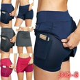 thumbnail image 2 of Short d'Athlétisme Taille Haute pour Femmes Yoga Short de Course Fitness avec Poches Profondes, 2 of 19