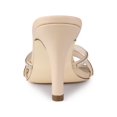 thumbnail image 2 of BLISSFUL STEP Women's Rhines Decor Stiletto High Heel Mule Sandals Beige 6, 2 of 8