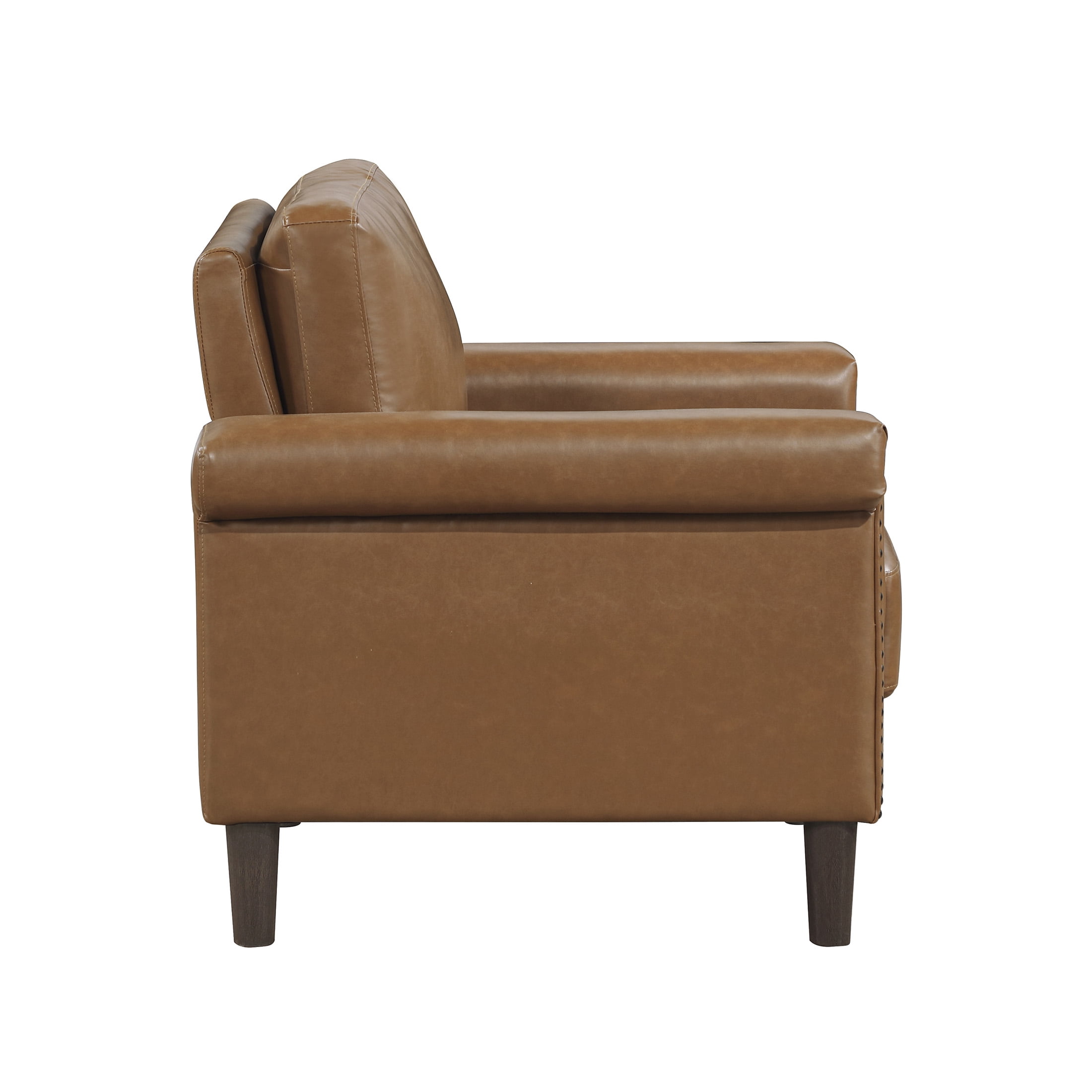OakvillePark Hartwell Faux Leather Chair with Nailhead Trim, Brown