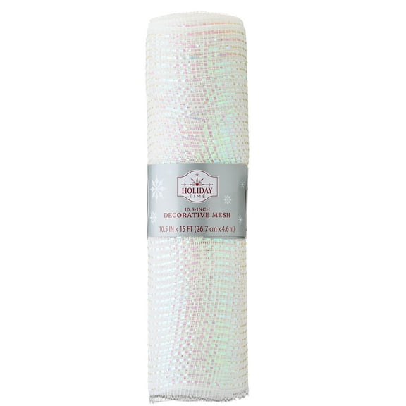 White Fabric Decorative Mesh Roll, 10.5 in x 15 ft, by Holiday Time