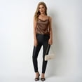 thumbnail image 6 of Womens Cowl Neck Dressy Silk Tank Tops Party Satin Camisole Sleeveless Blouses Brown 2XL, 6 of 8