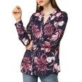 thumbnail image 3 of Allegra K Women's Button Down V Neck Long Sleeve Floral Blouse, 3 of 8