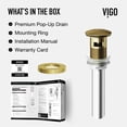 thumbnail image 4 of VIGO 1-3/4 in. Bathroom Sink Pop-Up Drain with Overflow in Matet Brushed Gold - VG16002MG, 4 of 9