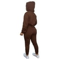 thumbnail image 4 of Frontwalk Women Long Sleeve Tracksuit Hooded Neck Casual Jogging Suits Solid Color Pullover Autumn Winter Sweatshirts And Sweatpants Coffee 2XL, 4 of 4