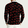 thumbnail image 3 of Fgvctg Romantic Valentine's Day Sweater Men Crewneck Ribbed Knit Sweater Love Heart Print Dressy Slim Fit Long Sleeve Pullover Sweaters Spring Lightweight Clothes Black S, 3 of 6