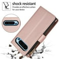 thumbnail image 6 of Case for Google Pixel 9 / 9 Pro RFID Blocking Protective Purse Case With Card Slots Holder Kickstand Wrist Strap Lanyard Zipper 3-card  Flip Wallet Case,Rose gold,For Pixel 9 / 9 Pro, 6 of 9