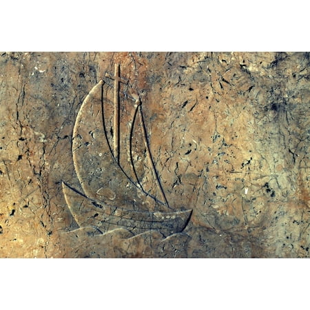 Canvas Print Water Travel Stone Symbol Relief Shipping Ship Stretched Canvas 10 x 14