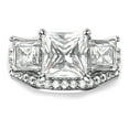 thumbnail image 3 of Sz 6 Sterling Silver 3 Carat Princess Cut Cubic Zirconia CZ Wedding Engagement Ring Set, 3 of 3