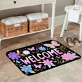 thumbnail image 2 of FJPT Welcome Floral Butterfly Non Slip Flannel Polyester Floor Mat For Bathroom Kitchen Bedroom Decor 31.5x19.7 inch, 2 of 5