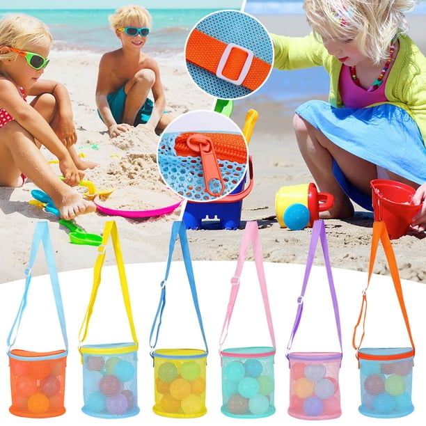 Bolsa de malla de playa de gran capacidad para coleccionista | Malla ligera y duradera | Cierre de cremallera | Correa de hombro ajustable | Organizador de almacenamiento de juguetes Shells | 1
