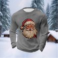 thumbnail image 3 of Christmas Shirts for Men Long Sleeve Casual Crewneck Santa Claus Graphic Waffle Shirt Holiday Party Shirts, 3 of 4
