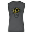 thumbnail image 5 of USSUMA Plus Womens Tops Dressy Casual Sleeveless Crewneck Women's Shirts and Blouses Loose Graphic Tank Tops T-Shirts for Women Trendy Sunflower Vase Print Tunic Top Summer Beach, 5 of 5