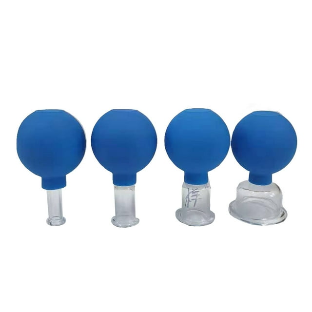 Soidarity Herramienta de ventosas de 4 piezas, accesorios de tratamiento para el hogar, cuidado Personal, tazas de terapia corporal segura para Tratamientos faciales Azul
