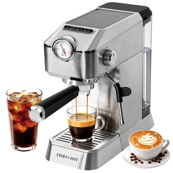 DIVINOCAFFÉ Compact Espresso Machine with Milk Frother and 20 Bar Pump