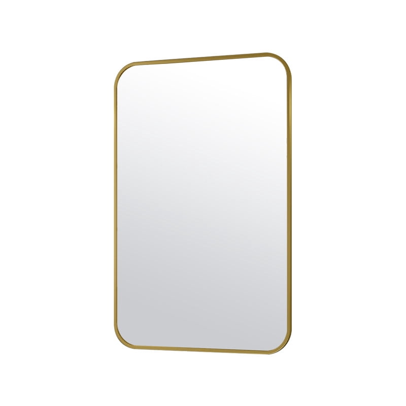 Clarvion 26"x38" Rounded Edge Rectangle Bathroom Mirror Wall Mounted Vanity Mirror,Gold