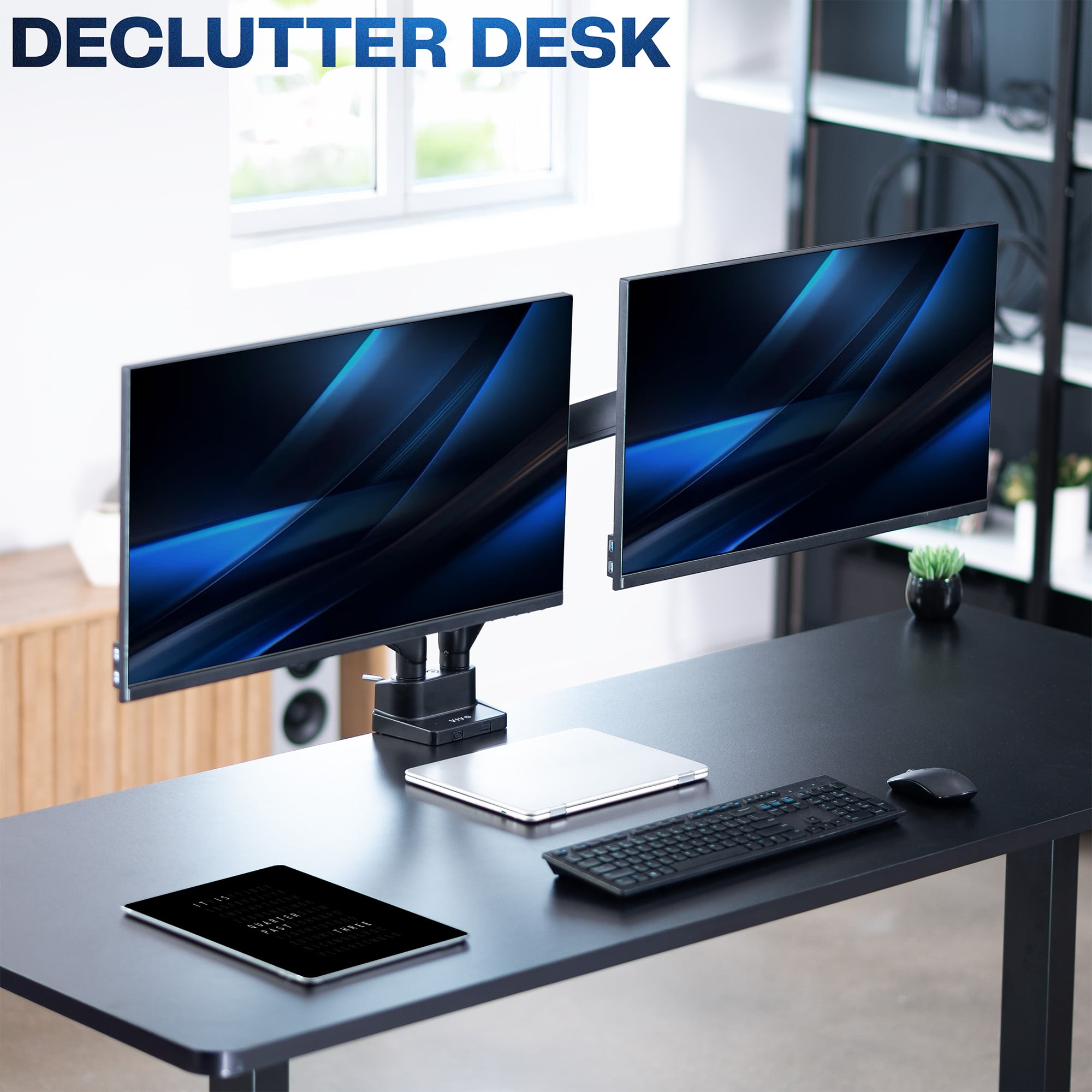 VIVO Premium Aluminum Full Motion Dual Monitor Lift Engine Arm Desk Mount Stand