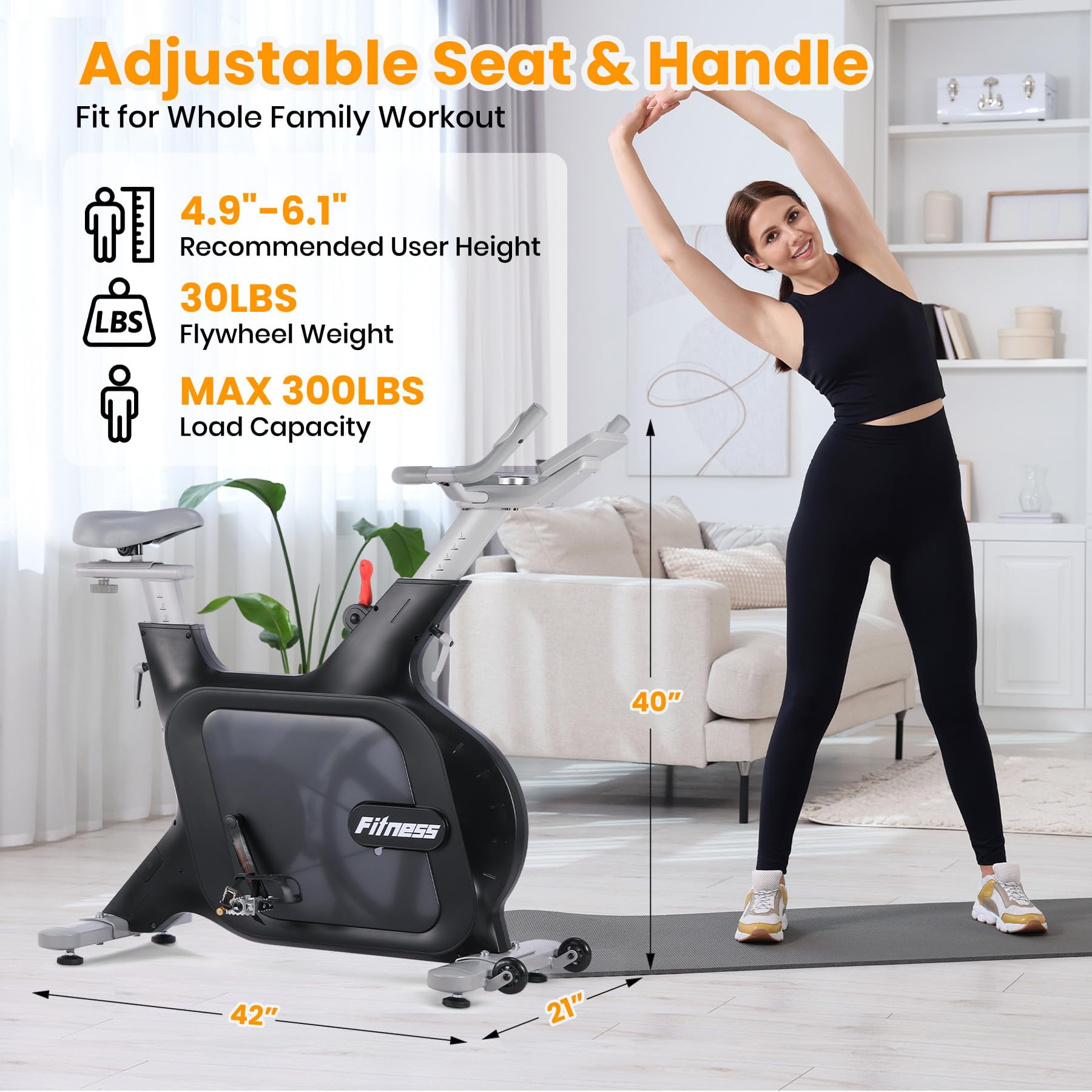 TROPOW Exercise Bikes for Home Use,with 32-Level Quiet Magnetic Resistance, Magnetic Stationary Bike with LED Display for 7 Types of Data,Including Pulse, Calories,and Distance Etc,Black