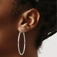 thumbnail image 3 of Sterling Silver Rhodium-Plated 2mm Diamond Cut Hoop Earrings (47 X 45) Made In Mexico qe4465, 3 of 5