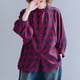 thumbnail image 5 of Camisa Vintage para mujer, estampado a cuadros, cuello alto, manga larga, manga murciélago, blusa in Abanopi Rojo, 5 of 7