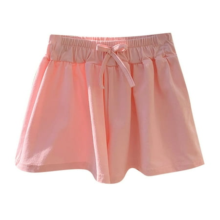 BJUTIR Girls Pants Casual Loose Fit Solid Color Shorts Comfortable Breathable Summer Pants Stylish Pink Trousers Size 11-12 Years