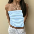 thumbnail image 2 of Fznquz Bandeau Tank Top Women Going Out Blue Strapless Tube Tops Crop Striped Summer Clothes, 2 of 8