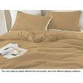 thumbnail image 6 of DNG Luxury 5 Piece Pom Pom Plain Pattern Comforter Set, 800 Thread Count, 100% Egyptian Cotton, White Vintage Pom-Pom Fringe Super Soft (King/California King Size Taupe Color), 6 of 9