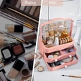 thumbnail image 4 of Organizador de maquillaje, caja de almacenamiento de cosméticos portátil de acrílico, cajones transparentes, caja de joyería, soporte para cosméticos para tocador y baño (rosa), 4 of 5