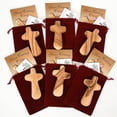 thumbnail image 3 of 6 Olive Wood Holding Cross comes with Velvet Bag & Certificate, 3 of 3