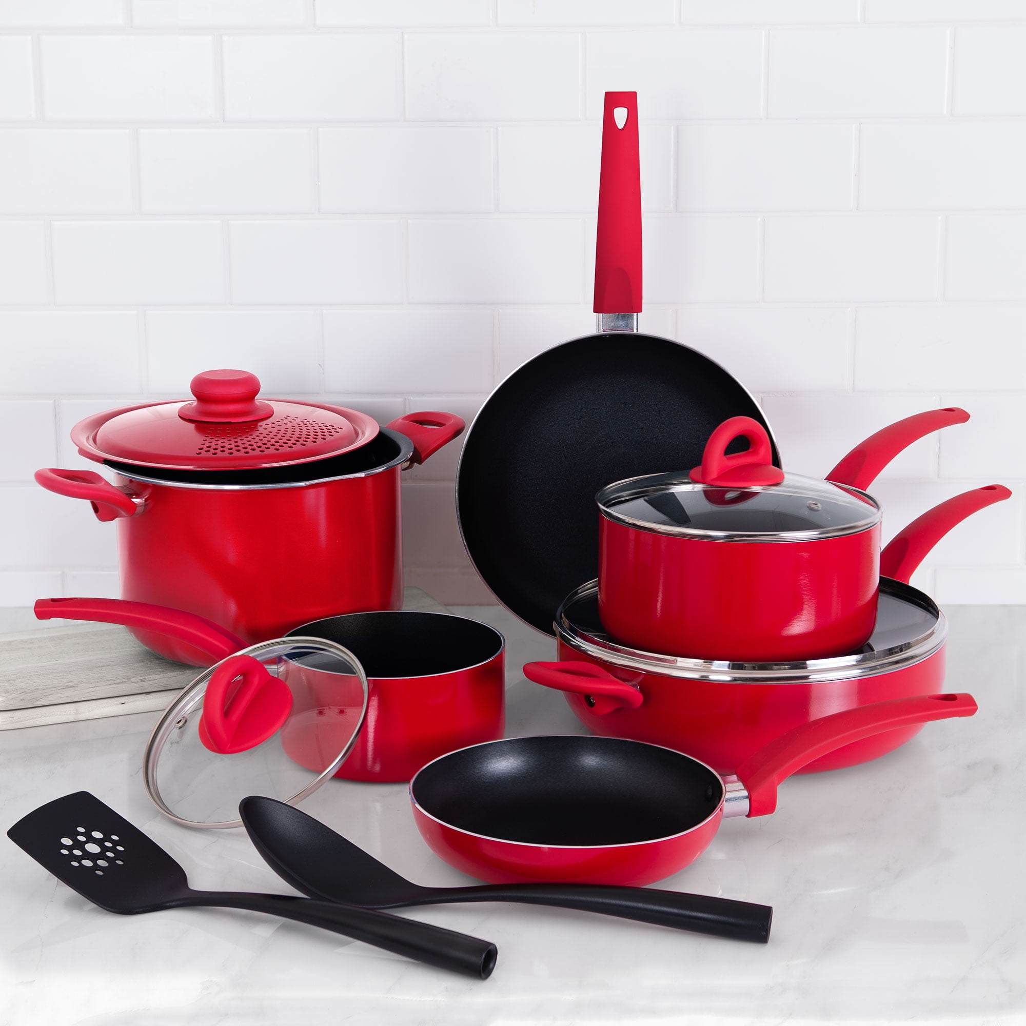 Redchef 5-Piece Ceramic Cookware Set - Non-Stick Frying Pots and Pans -  Stackable RV Cookware Sets for Camping - Kitchen