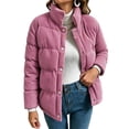 thumbnail image 2 of Lmueinov Womens Corduroy Puffer Jacket Outdoor Stand Collar Button Down Quilted Coats Fall Winter Casual Warm Outerwear Coat with Pockets, 2 of 5