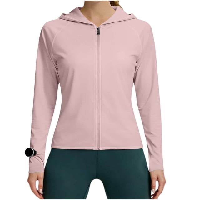StSilkitty Sun Protection Hoodie Athletic Jackets for Womens Solid Color Full Zip Long Sleeve Hoodies Pullover Tops