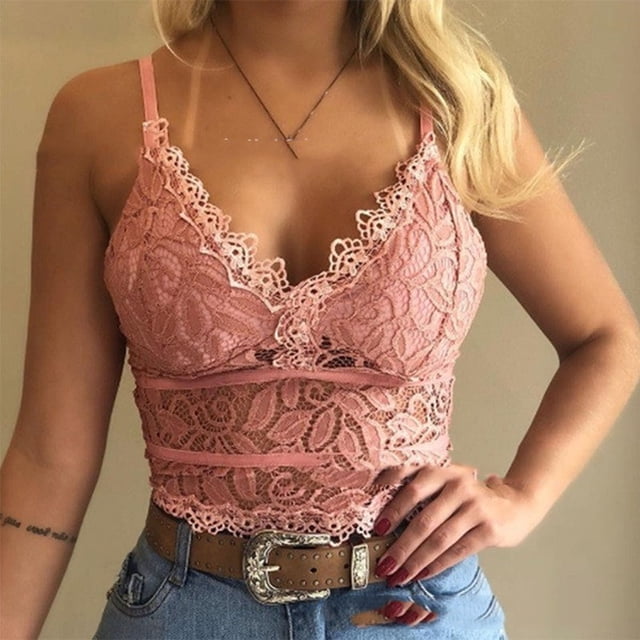 ICHUANYI Clearance Women Vest Crop Wireless Bra Lingerie Sexy V-Neck Underwear Camisole(Pink, M) Ichuanyi Ichuanyi