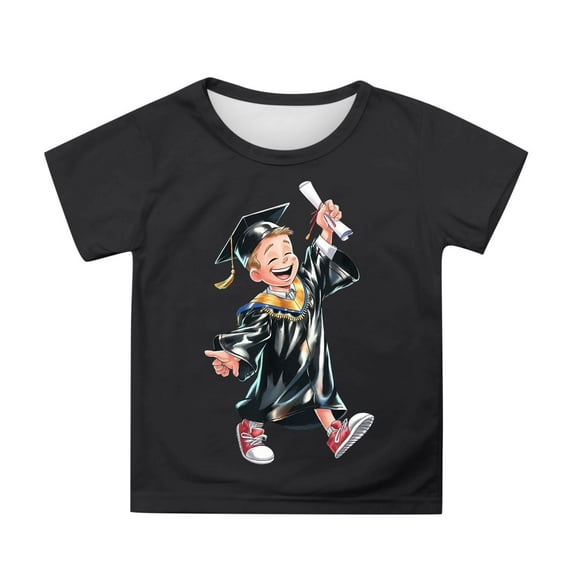 Hiijoy Toddler Girls Graduation Graphic Tee Cartoon Short Sleeve Crew T-Shirt, Sizes 3-13