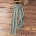 thumbnail image 5 of Diufon Linen Pants Women Summer Wide Leg Drawstring High Waist Pant Casual Loose Boho Beach Trousers with Pockets, 5 of 7