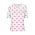 thumbnail image 3 of Wenyuyu Polka Dots Tops for Women Cute Summer V Neck Short Sleeve Blouses Casual Loose Tunic Tops for Going Out, 3 of 5