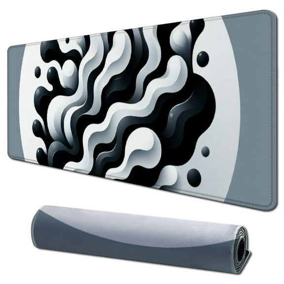 nygtbtfer DRIP Edition XXL Black & White Gaming Mouse Pad - Professional Artisan Mouse Pad - Black & White Gaming Desk MatThick Extended XXL Gaming Mouse Pad (Stealth)