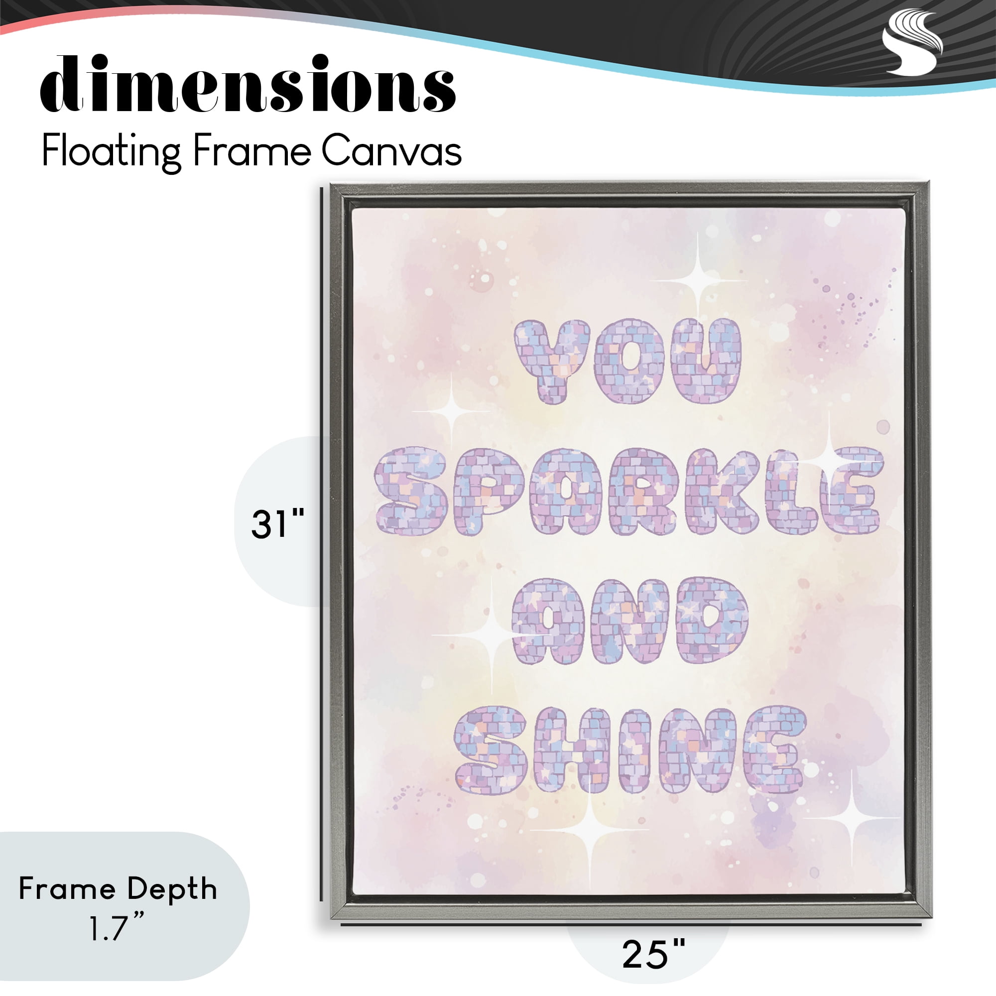Stupell Industries You Sparkle And Shine Pastels Gray Framed Floater Canvas Wall Art, design by Lil' Rue