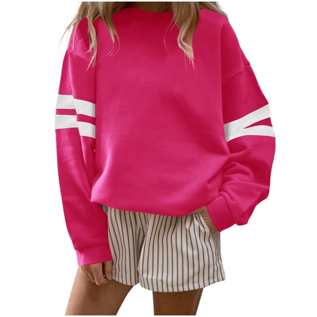 Chandails pour Femmes Grande Taille, Chandail à Manches Longues pour Femmes Mode Automne Coupe Ample Rayé Imprimé Col Rond Chandails Cadeaux pour Mères