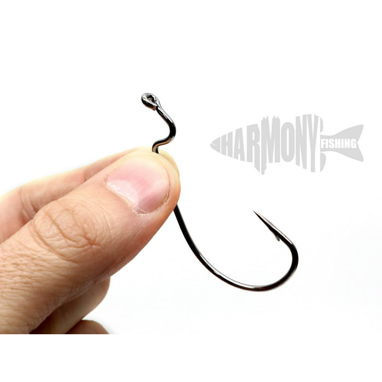 Harmony Fishing Company Razor Series (10 Pack) EWG Offset Worm Hooks with Bait Pegs [Select Size]