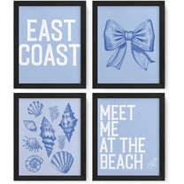 Aingg Coastal Room Beach Decor for Teen Girls Bedroom College Pink Dorm Wall Decor, Preppy Coastal Granddaughter Beachy Ocean Room Decor Wall Art, Coquette Seashell Bow Posters 4Pcs Unframed