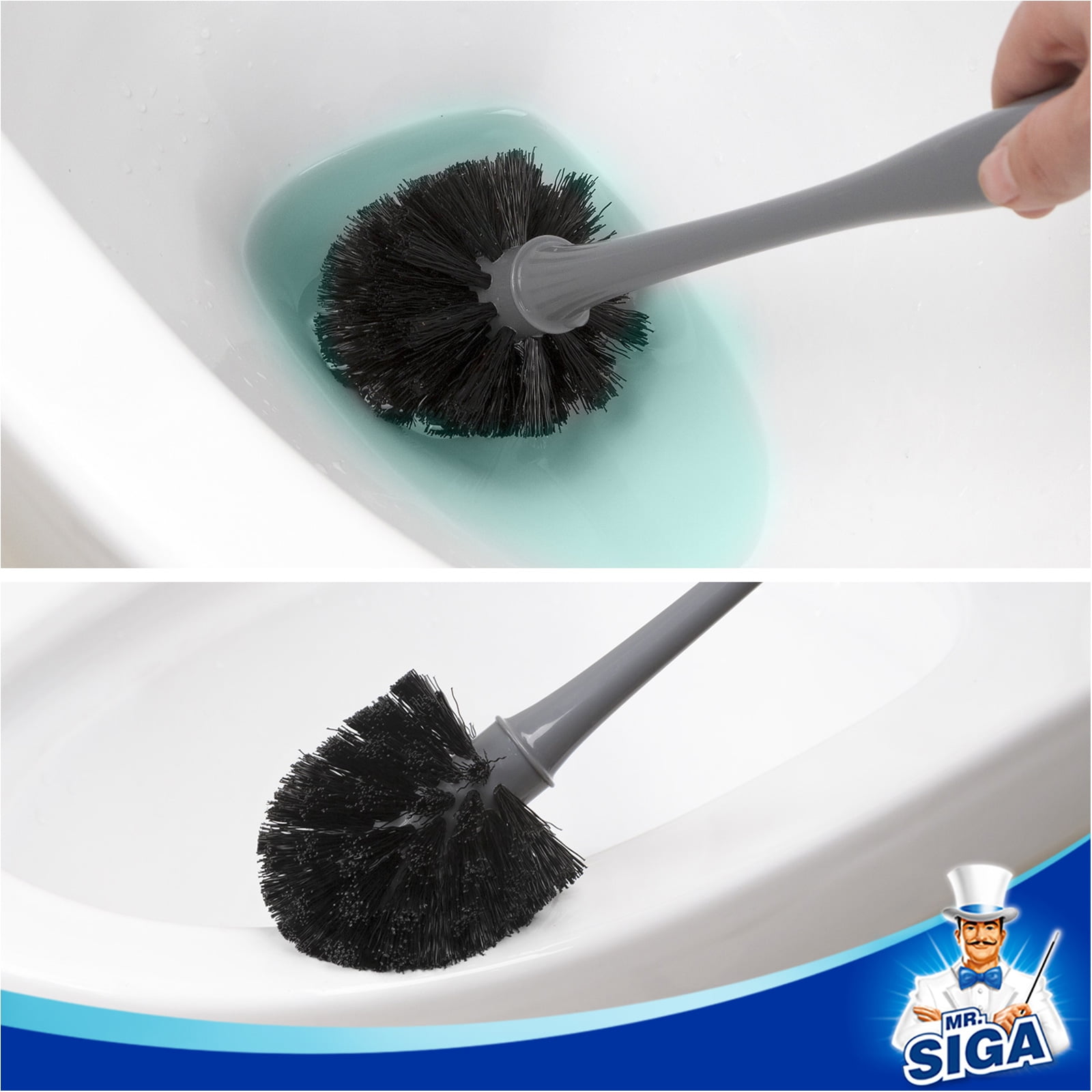 MR.SIGA Toilet Plunger and Bowl Brush Combo for Bathroom Cleaning, Gray, 2 Sets,for adult