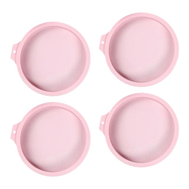 Paquete de 4 de 6 pulgadas/8 pulgadas bandeja para hornear molde de Pizza de silicona molde redondo pastel Iris bandeja de accesorios para - 6 pulgadas de color rosa 1 6 pulgadas rosa 1 Baoblaze Molde Redondo Pastel Arcoíris